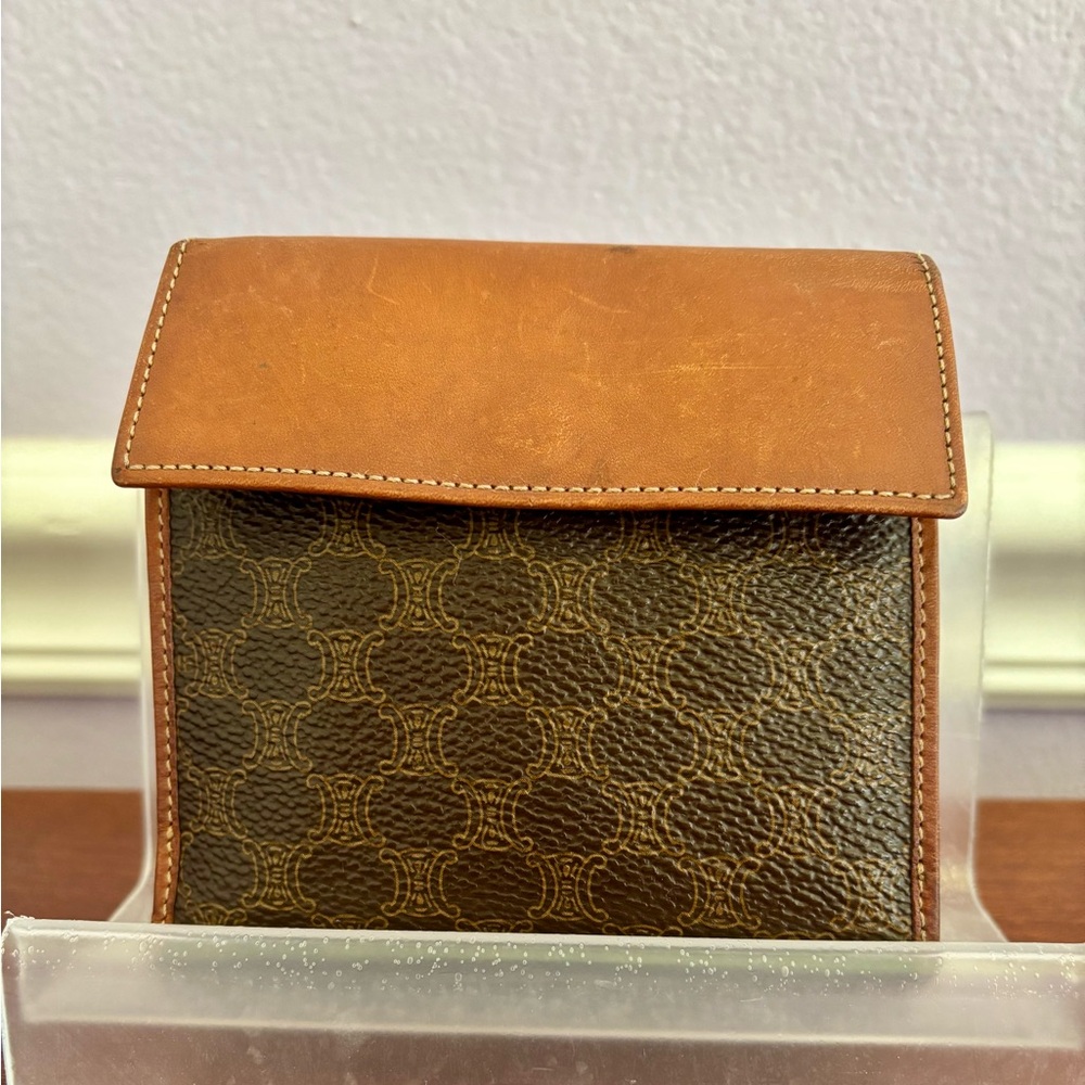 Authentic Celine Macadam Trifold Wallet Brown Coated Canvas/Leather Trim - Picture 2 of 6
